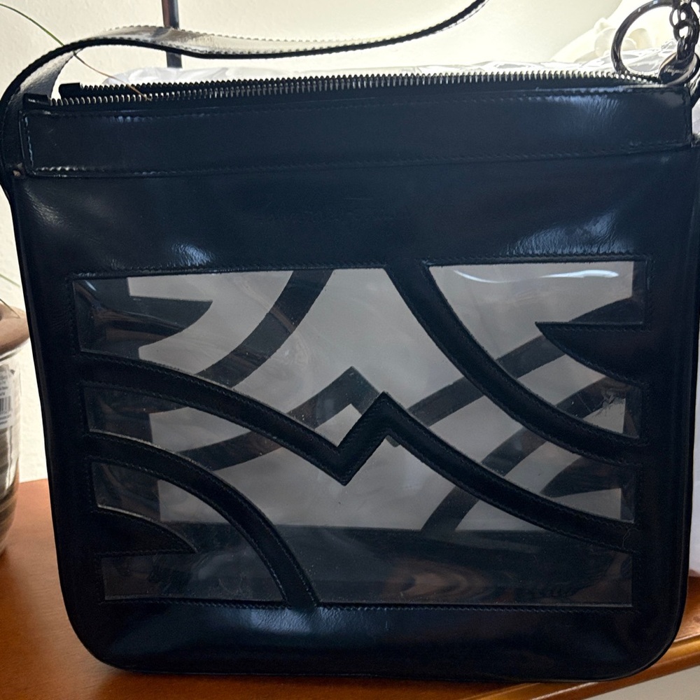 Salvatore Ferragamo Black and Clear Geometric Shoulder Bag - Picture 5 of 7